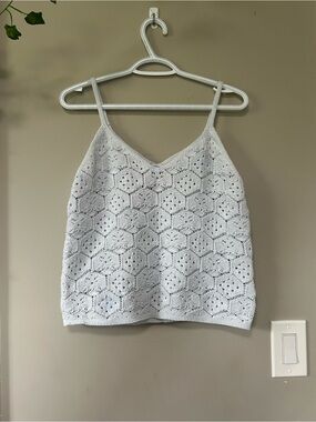 Crochet V-Neck Light Blue Camisole Top